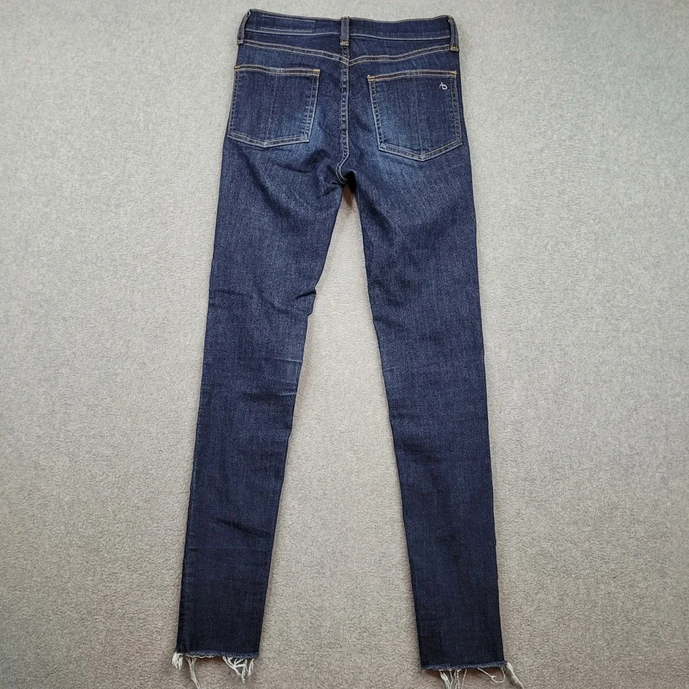 Rag &‎ Bone 10 Inch Ankle Skinny Jeans Womens 24x27 Blue Mad River Raw Hem
